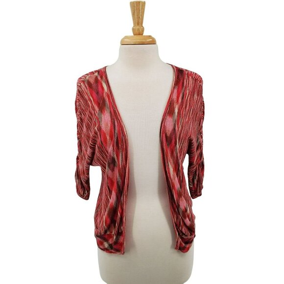 a.n.a Sweaters - Womens Knit Cardigan Sweater Size PM Red 3/4 Sleeve Lightweight Casual a.n.a